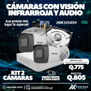 KIT 2 CAMARAS TIPO BALA PROTECCION IP67, CALIDAD VIDEO 1080P AUDIO